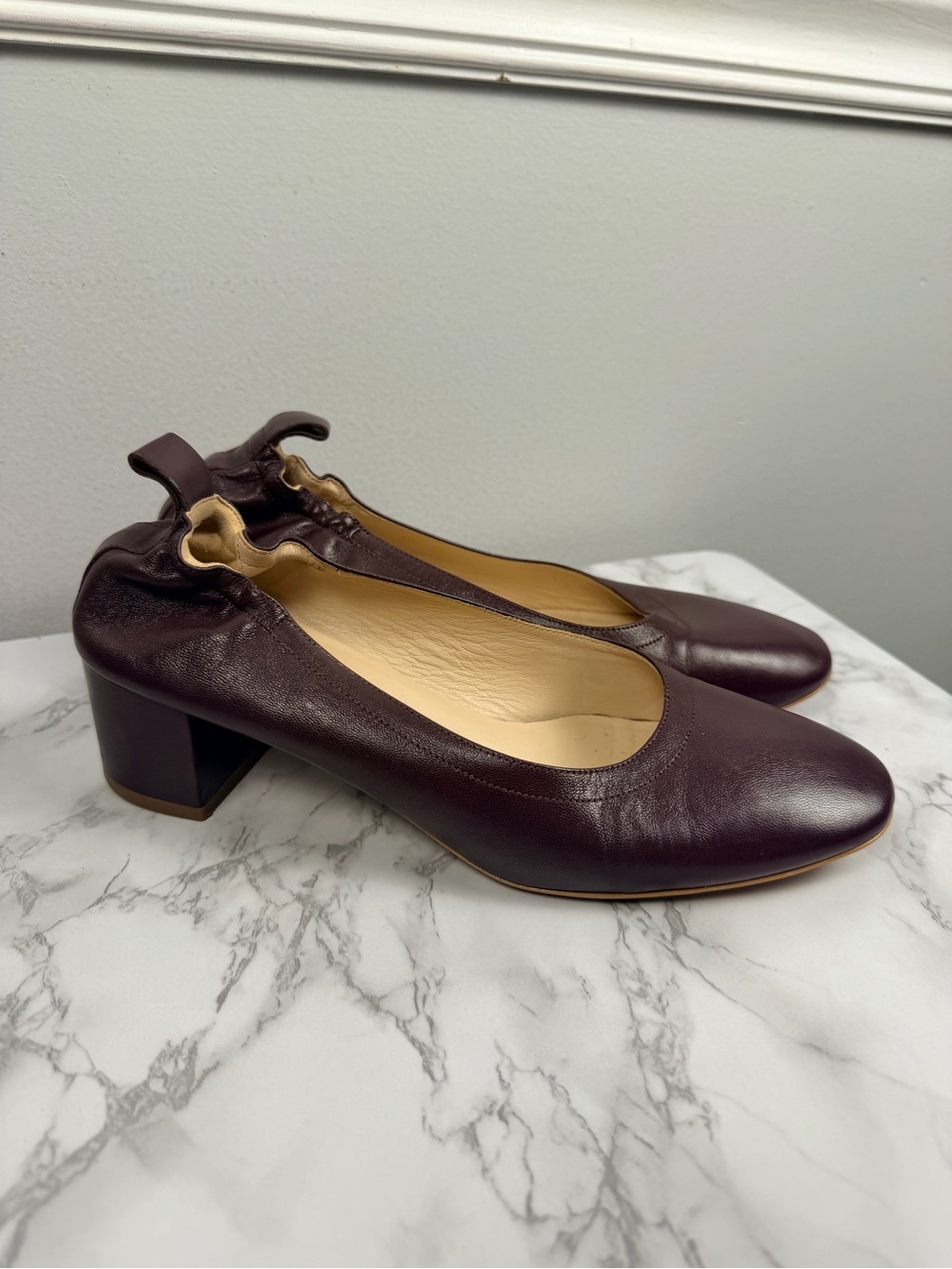 Everlane Women's The Italian Leather eggplant The Day Heel size 8